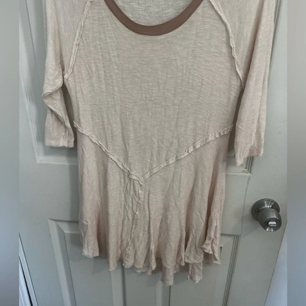 Intimately Free People Women's M Top Weekends Layering Gauzy Tee Beige EUC